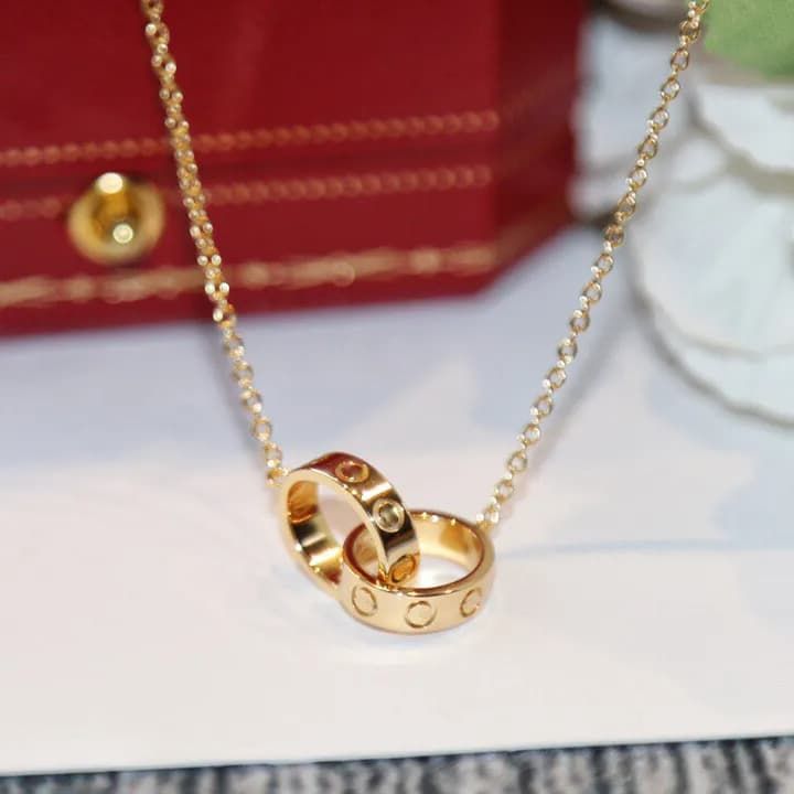Designer Luxury Bicyclo Necklace For Women Thin Metal Chain With Letter Pendant Charm Diamond Accent Jewelry Valentines Day Gift - 3 of 6