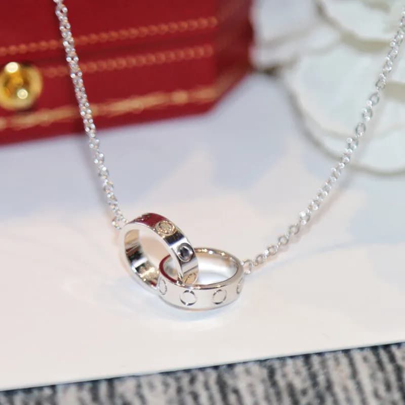 Designer Luxury Bicyclo Necklace For Women Thin Metal Chain With Letter Pendant Charm Diamond Accent Jewelry Valentines Day Gift - 6 of 6