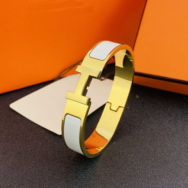 Bracelet Jewelry Classic Clic Letter Braceletd Men Jewlery Designer For Women Plated 18K Gold Rose Silver Black Tri Colour Bangle 12Mm Wide Size 17/19 Zh14 - 2 of 5