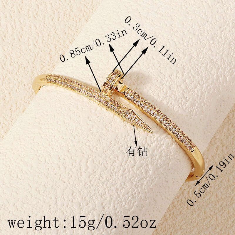 New Copper Inlaid Zircon Daily Jewelry Versatile Open High-End Light Luxury Stud Bracelet - 2 of 7