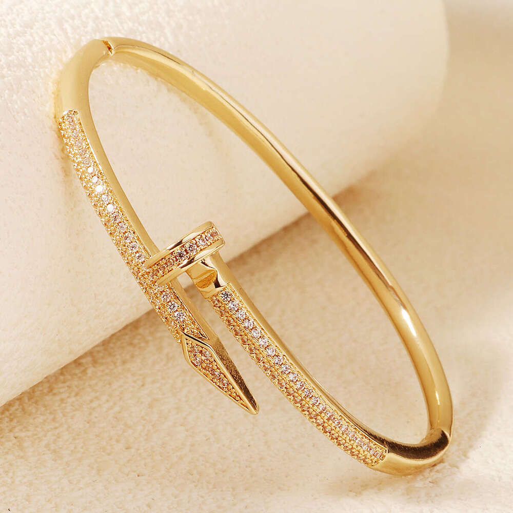 New Copper Inlaid Zircon Daily Jewelry Versatile Open High-End Light Luxury Stud Bracelet - 1 of 7