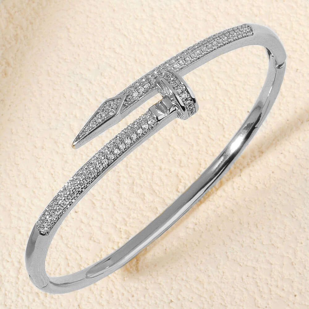 New Copper Inlaid Zircon Daily Jewelry Versatile Open High-End Light Luxury Stud Bracelet - 7 of 7