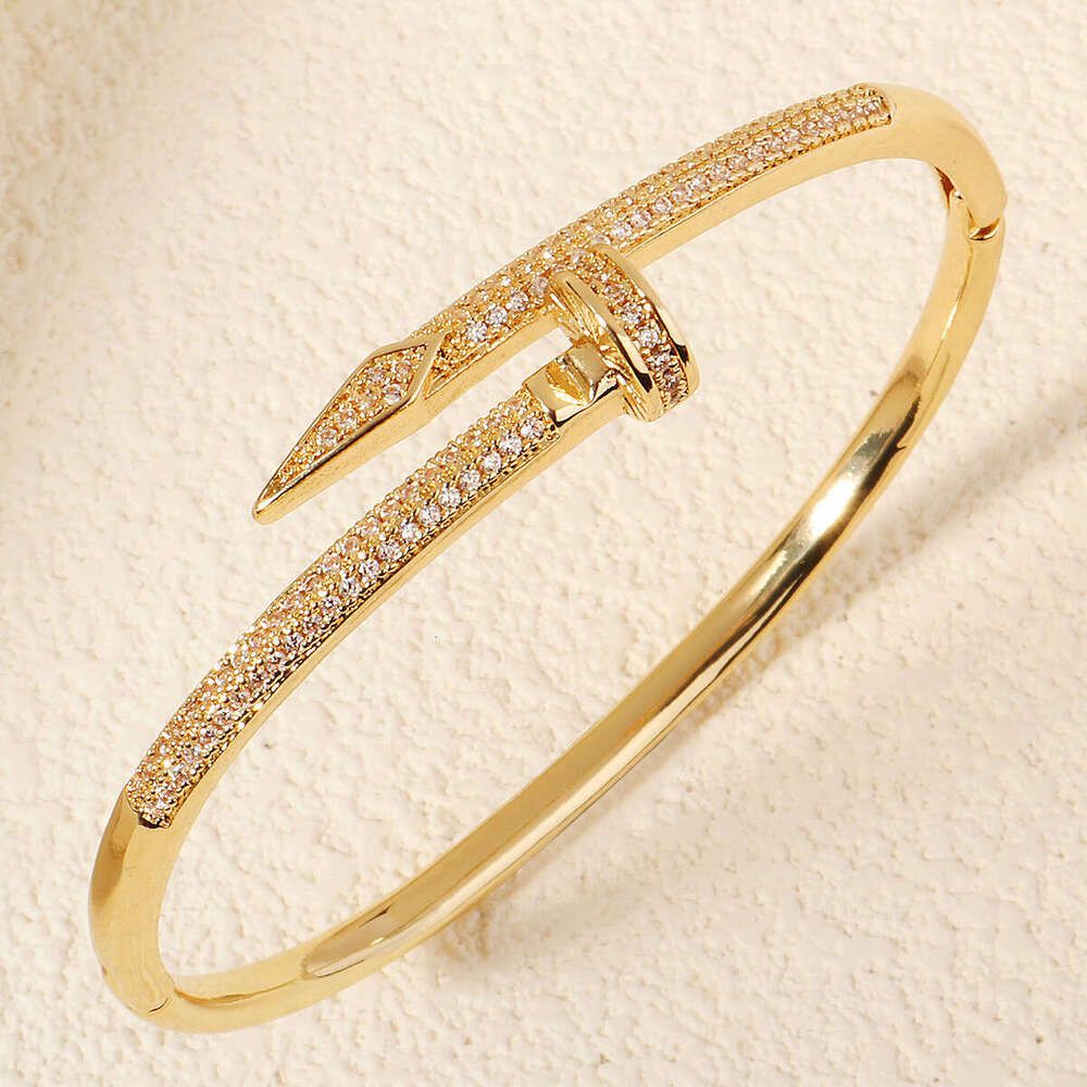 New Copper Inlaid Zircon Daily Jewelry Versatile Open High-End Light Luxury Stud Bracelet - 6 of 7