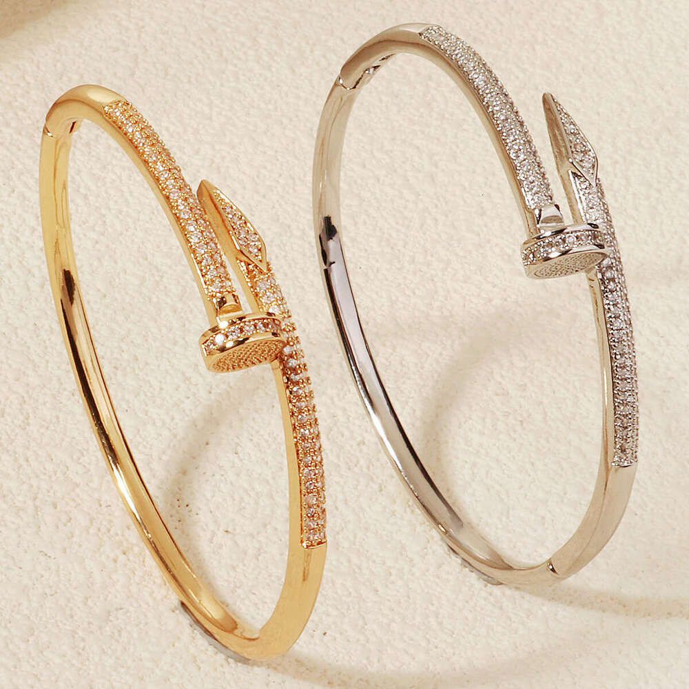 New Copper Inlaid Zircon Daily Jewelry Versatile Open High-End Light Luxury Stud Bracelet - 4 of 7