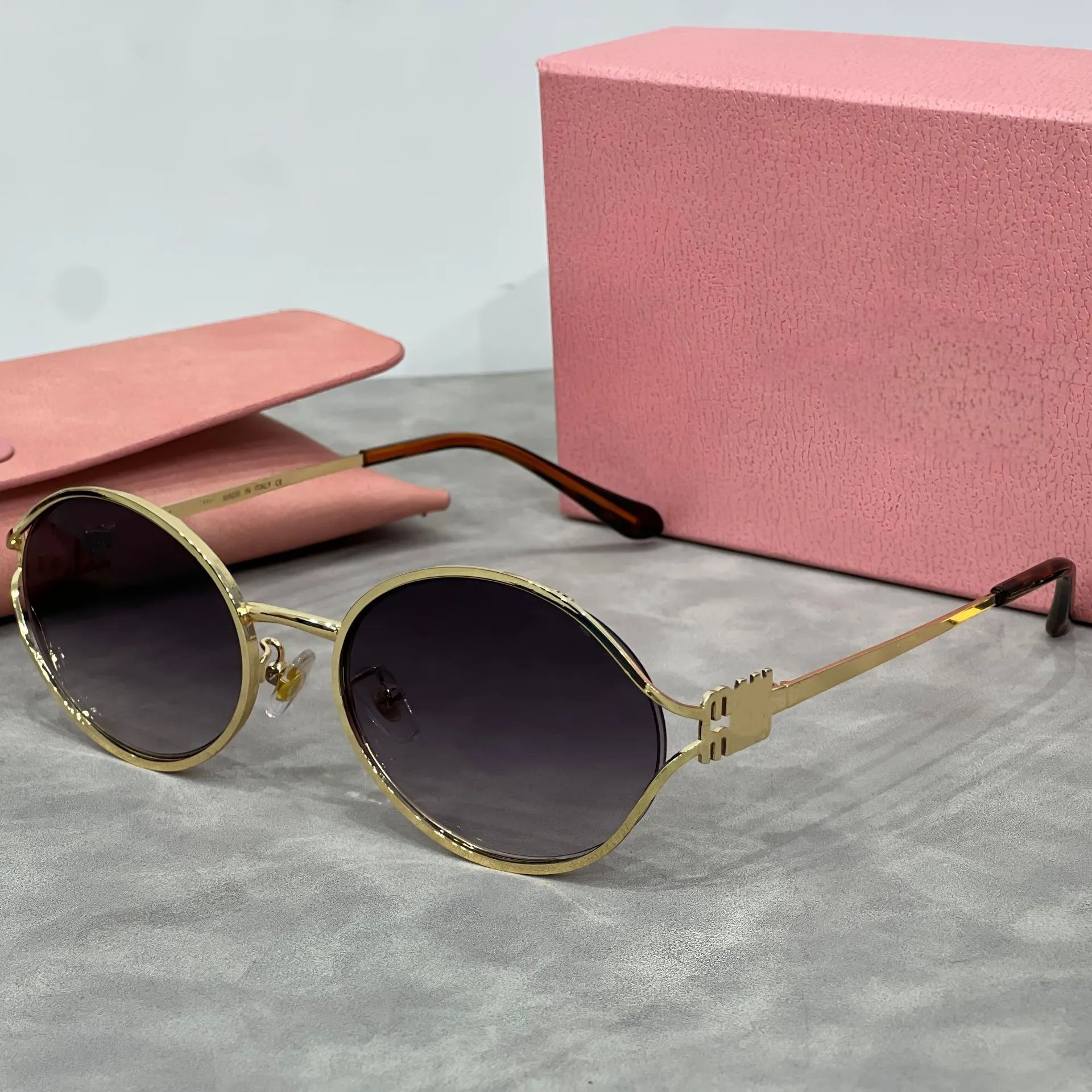 MU Designer Sunglasses Oval Women HOT Designer Fashion Retro Eyewear Outdoor Beach Leisure Style Goggles UV400 Anti-Ultraviolet Metal Full Frame Random Box High - 2 of 5