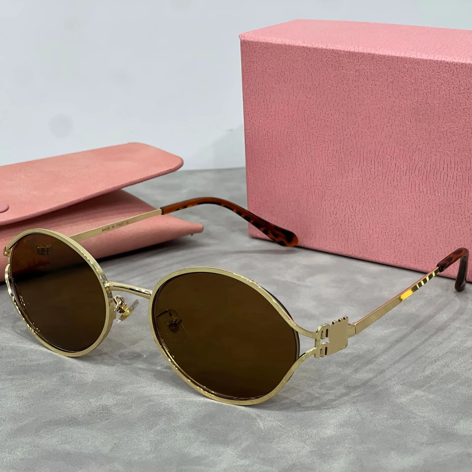 MU Designer Sunglasses Oval Women HOT Designer Fashion Retro Eyewear Outdoor Beach Leisure Style Goggles UV400 Anti-Ultraviolet Metal Full Frame Random Box High - 3 of 5