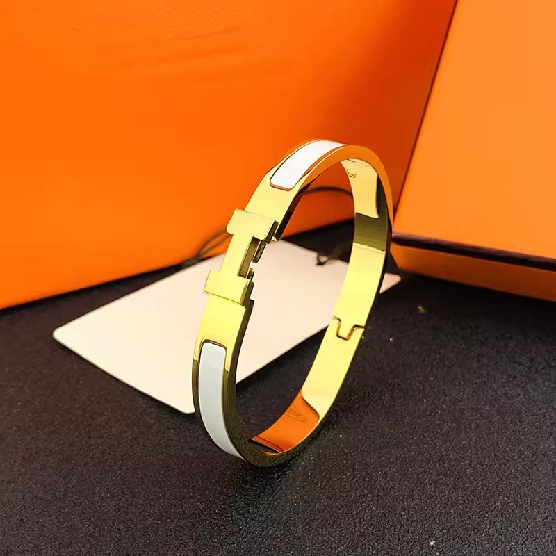 H Designer Bracelet Jewelry Classic Letter Bracelet Men's and jewlery designer for women 18k Gold Rose Gold Silver Tri-Colour Bangle 8MM Wide Size 17/19 - 2 of 7