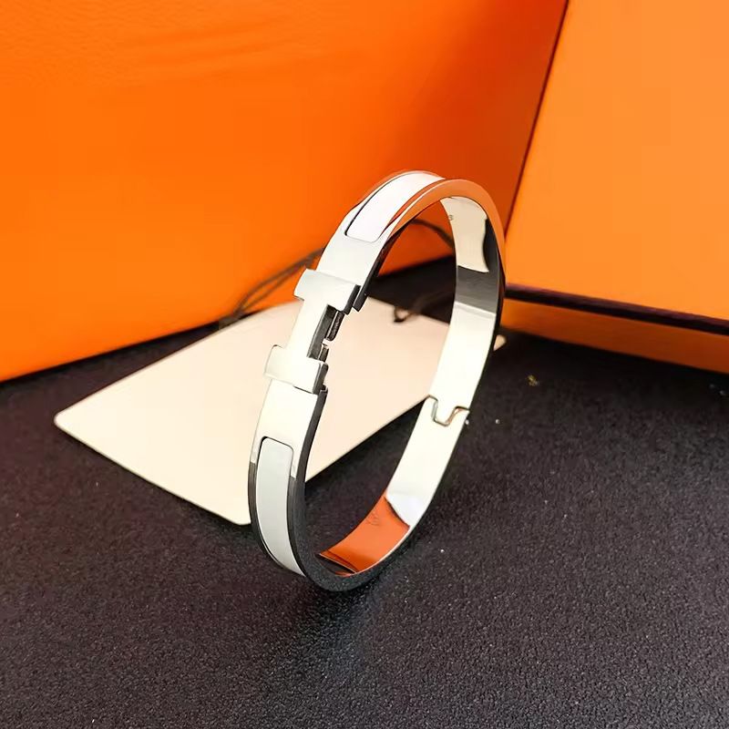 H Designer Bracelet Jewelry Classic Letter Bracelet Men's and jewlery designer for women 18k Gold Rose Gold Silver Tri-Colour Bangle 8MM Wide Size 17/19 - 6 of 7