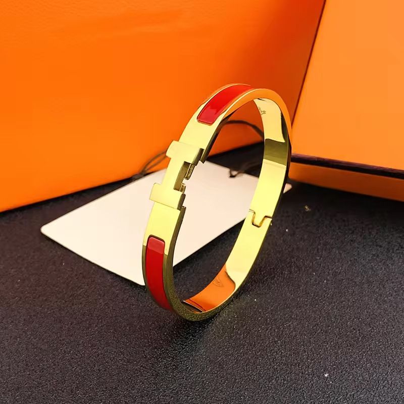 H Designer Bracelet Jewelry Classic Letter Bracelet Men's and jewlery designer for women 18k Gold Rose Gold Silver Tri-Colour Bangle 8MM Wide Size 17/19 - 5 of 7