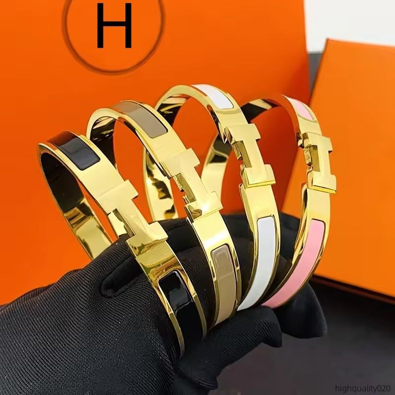 H Designer Bracelet Jewelry Classic Letter Bracelet Men's and jewlery designer for women 18k Gold Rose Gold Silver Tri-Colour Bangle 8MM Wide Size 17/19 - 1 of 7
