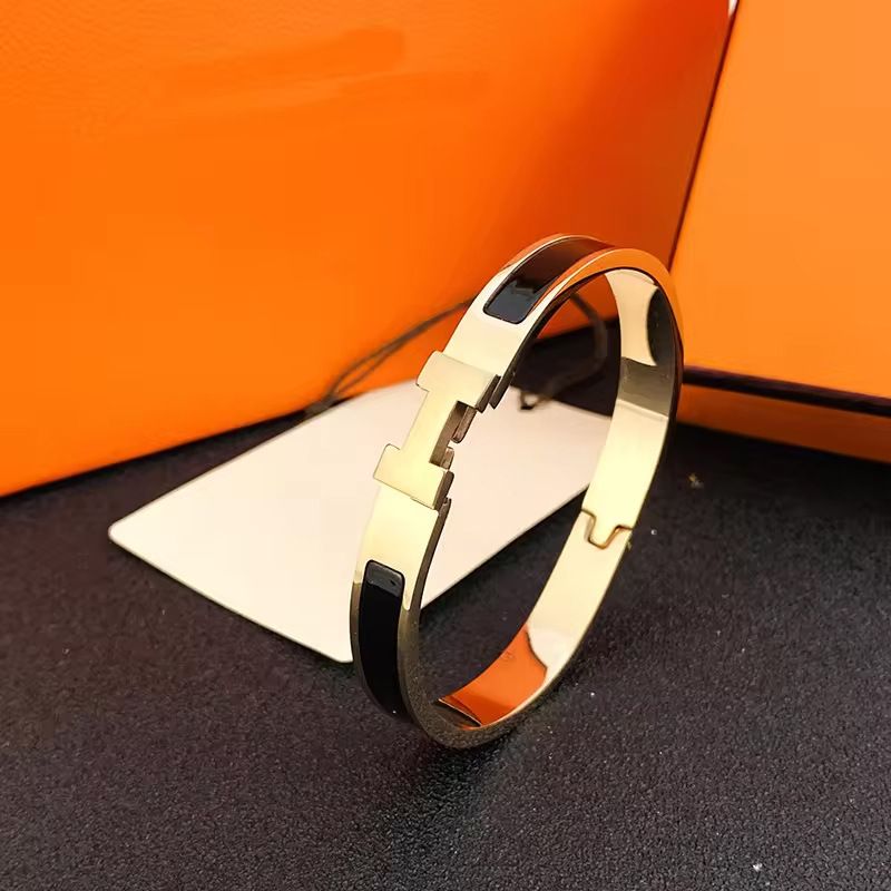 H Designer Bracelet Jewelry Classic Letter Bracelet Men's and jewlery designer for women 18k Gold Rose Gold Silver Tri-Colour Bangle 8MM Wide Size 17/19 - 7 of 7