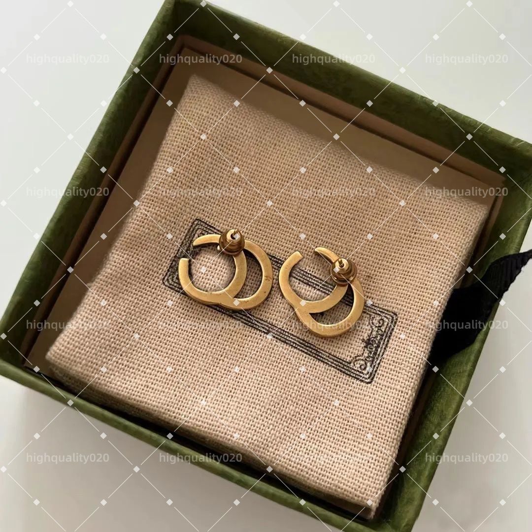 Luxury Classical alphabet High quality vintage 14K gold designer earrings with stamp Stud earrings Ladies Wedding Party perfect gift - 3 of 3