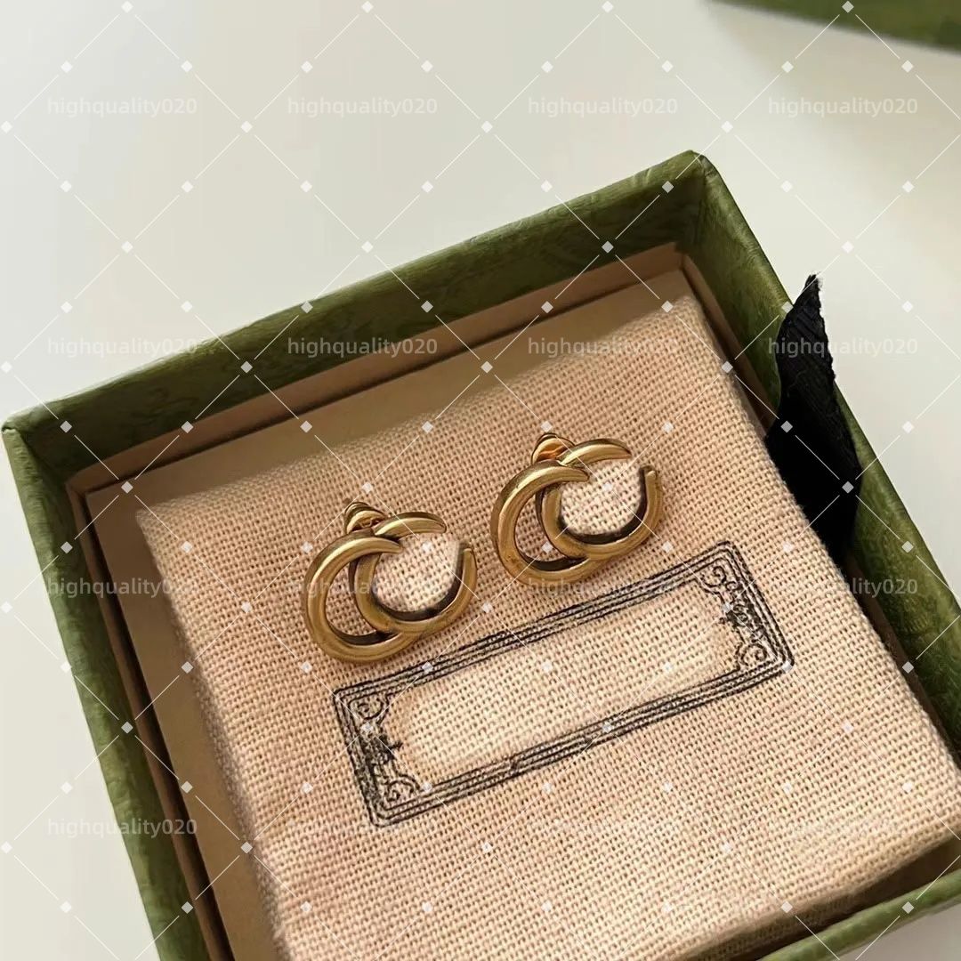 Luxury Classical alphabet High quality vintage 14K gold designer earrings with stamp Stud earrings Ladies Wedding Party perfect gift - 2 of 3