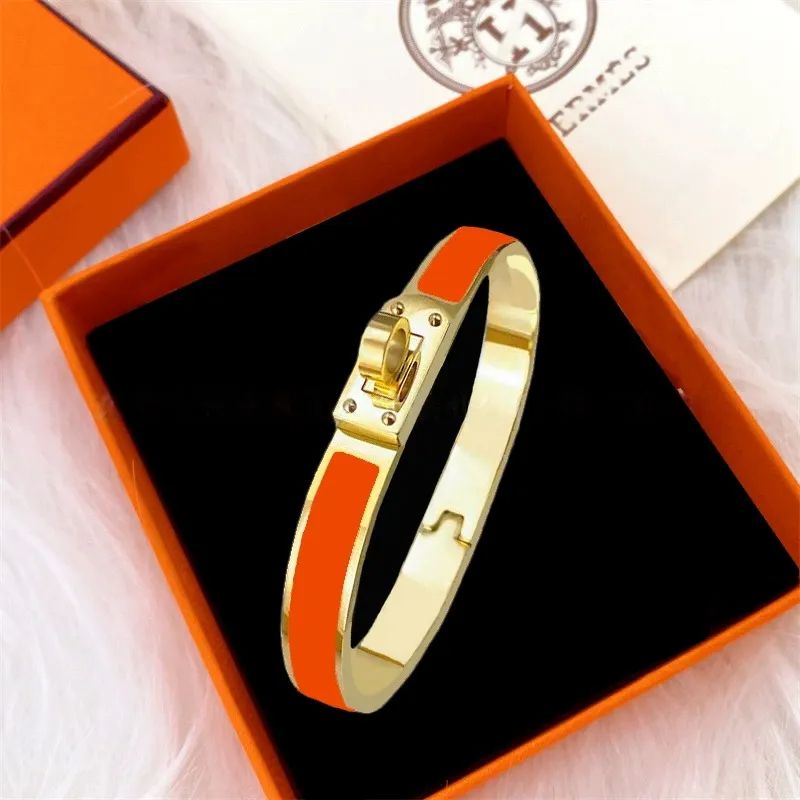 H Designer Bracelets Lock Bangle Designer Enamel Stainless Steel Luxury Jewlery For Women Bracelet Classical Fashion Black White Pink - 4 of 8