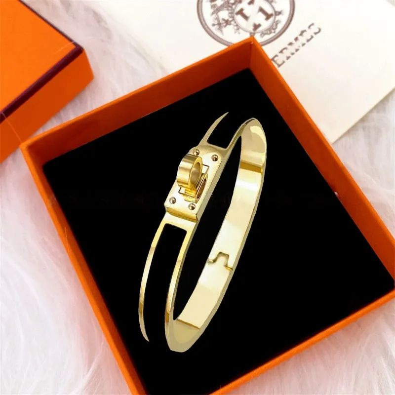 H Designer Bracelets Lock Bangle Designer Enamel Stainless Steel Luxury Jewlery For Women Bracelet Classical Fashion Black White Pink - 2 of 8