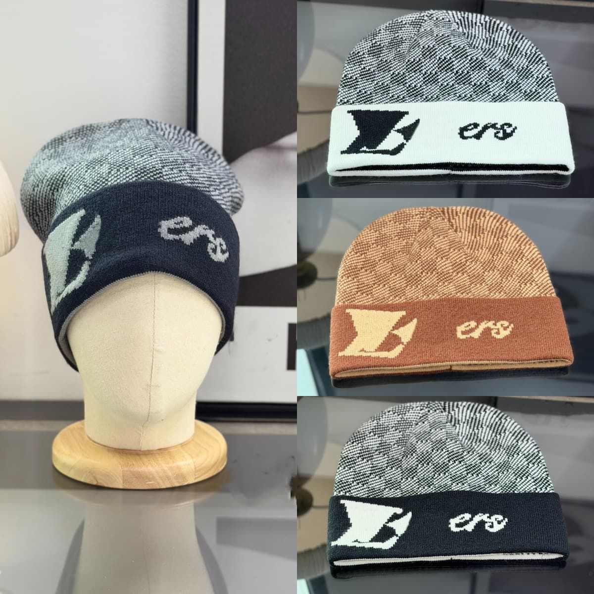Men Women Hat Bonnet Winter Autumn Knitted Bonnets Hats Unisexl Skull Cap Casual Travel Luxury Beanies Black White Grey Casquette Designer Beanie - 1 of 3