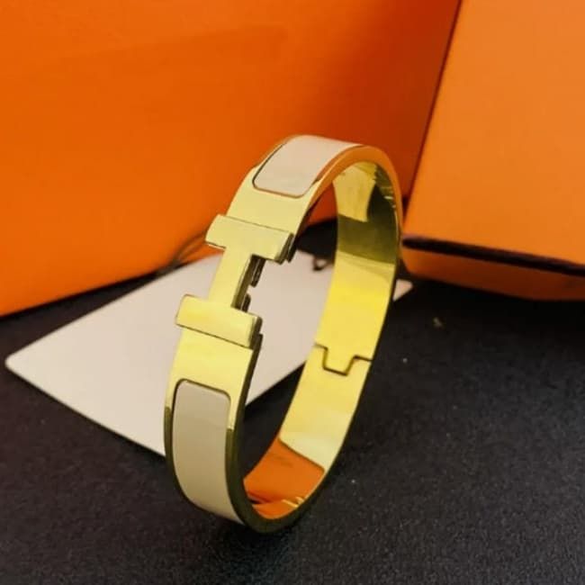 Designer H Bracelet Jewelry Classic Letter Bracelet Women's Men's and jewlery designer Men Women Unsex 18k Gold Rose Gold Silver Bangle 12MM Wide Size 17/19 - 5 of 5