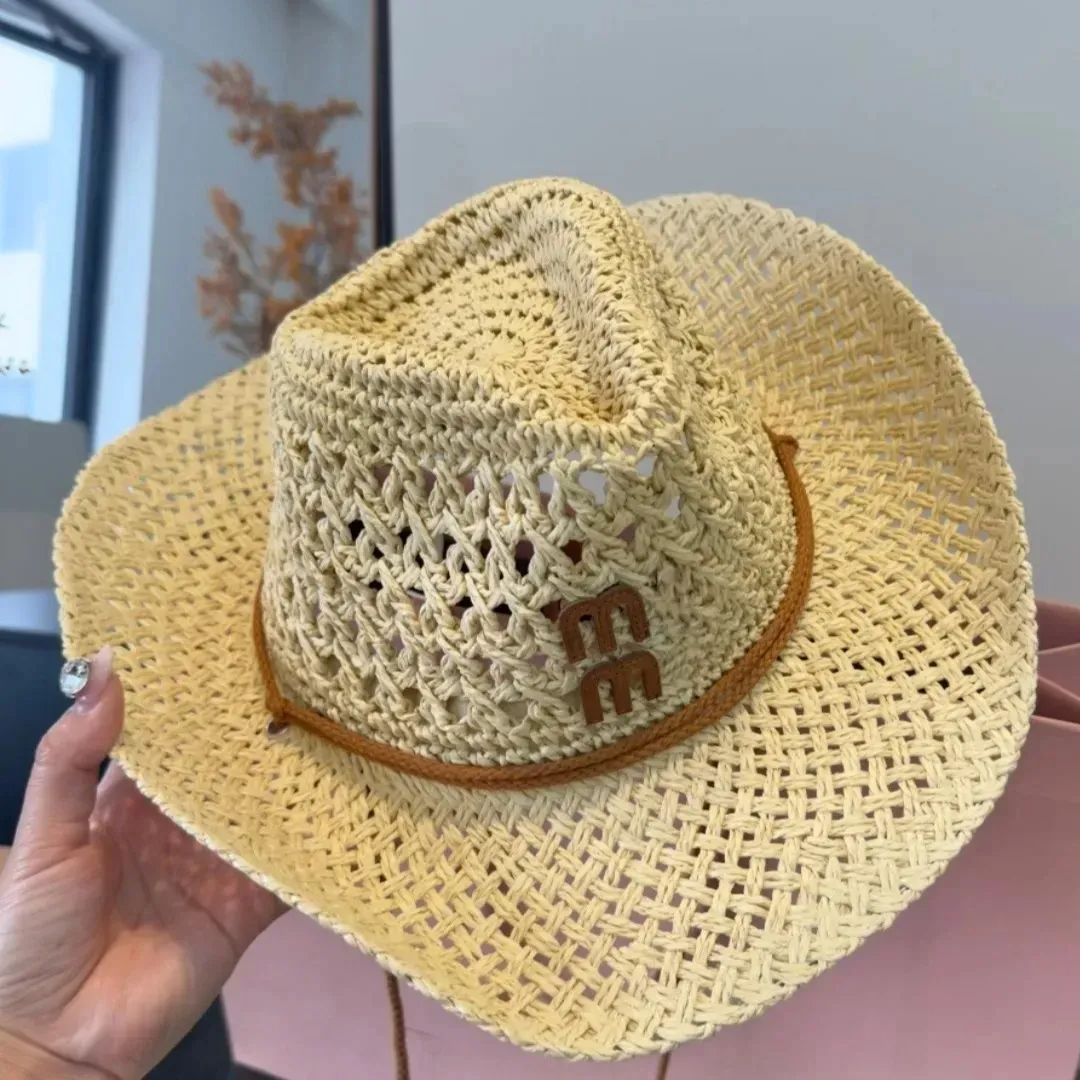 Designer Mu bucket wide brim beach straw designers designer hat for women prevent sun protection holiday stylish hats - 3 of 4