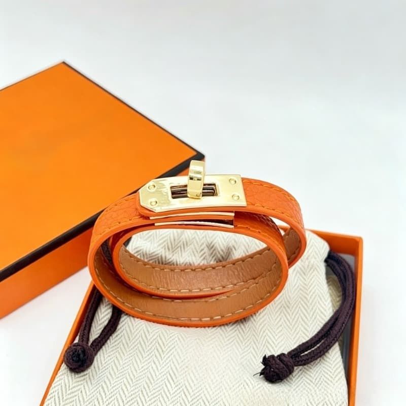 Designer Double Layer Leather Luxury 18K Gold Plated Lock Buckle Bracelet For Men Women Stainless Steel Bangle Premium Quality Couple Jewelry Gift - 2 of 8