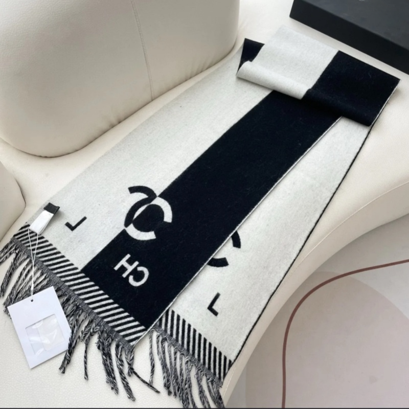 Stylish Women 100% Cashmere Scarf Full Letter Printed Scarves Soft Touch Warm Wraps Tags Autumn Winter Long Shawls Christmas Gift With Box - 6 of 8