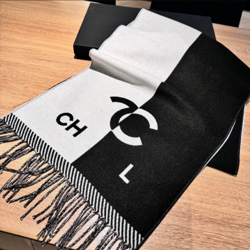 Stylish Women 100% Cashmere Scarf Full Letter Printed Scarves Soft Touch Warm Wraps Tags Autumn Winter Long Shawls Christmas Gift With Box - 3 of 8