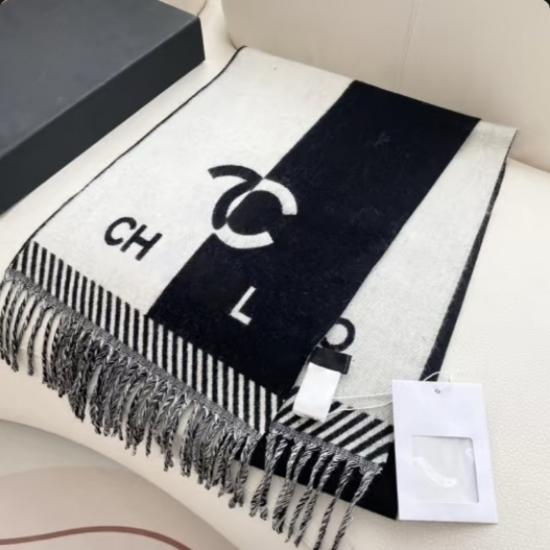 Stylish Women 100% Cashmere Scarf Full Letter Printed Scarves Soft Touch Warm Wraps Tags Autumn Winter Long Shawls Christmas Gift With Box - 8 of 8