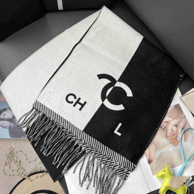 Stylish Women 100% Cashmere Scarf Full Letter Printed Scarves Soft Touch Warm Wraps Tags Autumn Winter Long Shawls Christmas Gift With Box - 2 of 8