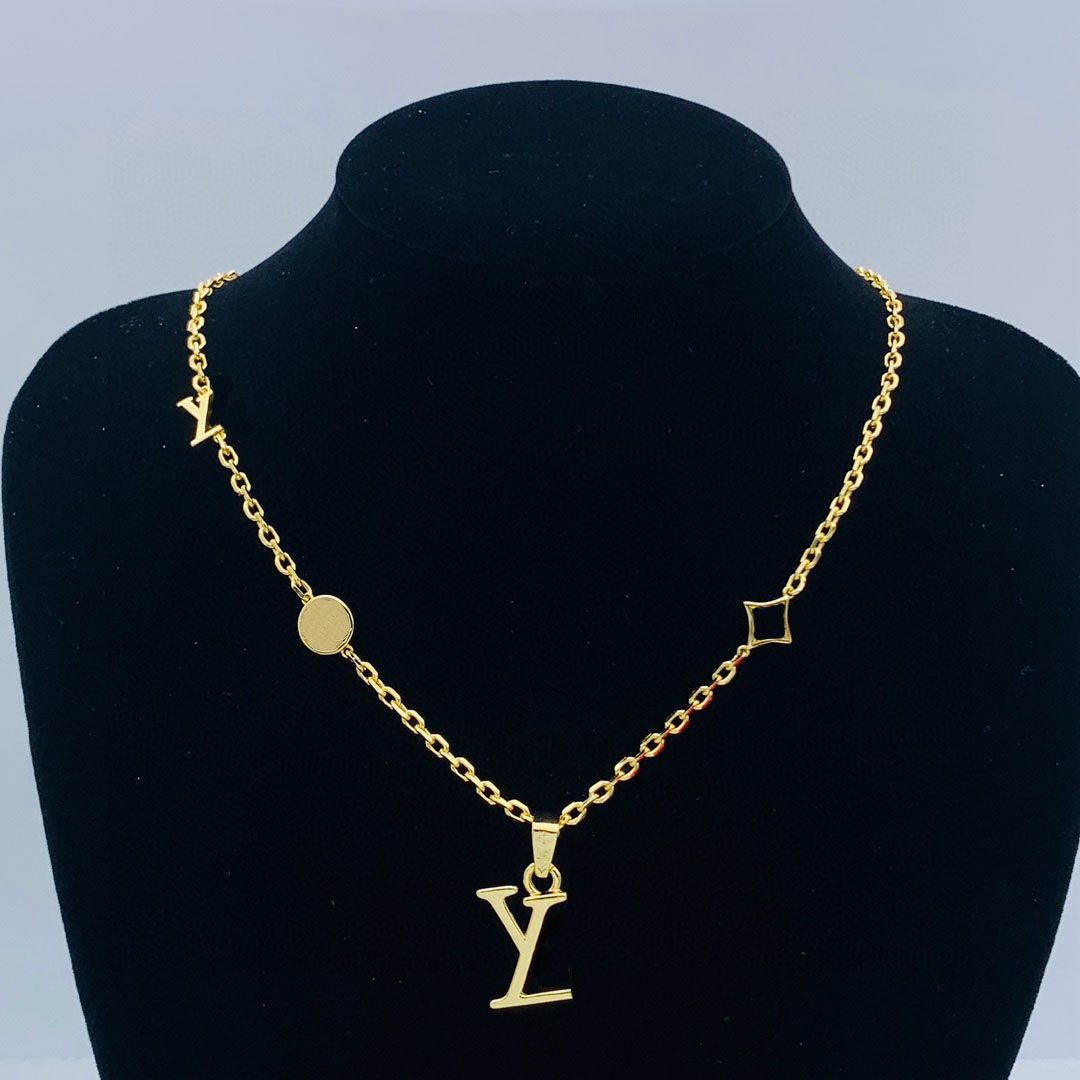 High Quality Titanium Steel Gold Jewelry Fashion Designer Necklace Gift Mens Womens Long Letter Chains Necklaces Golden Chain Jewlery Party - 5 of 6