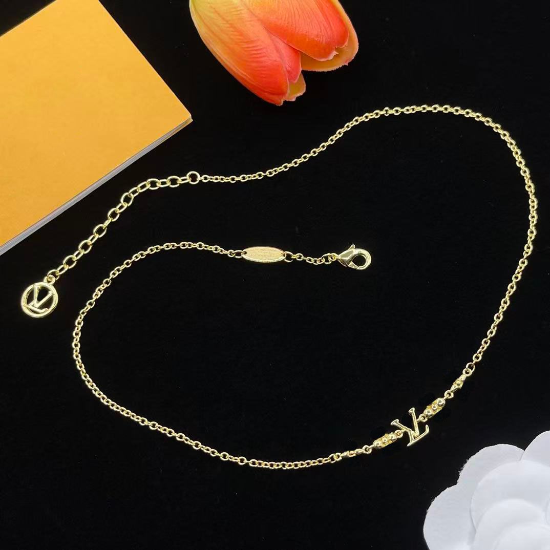 High Quality Titanium Steel Gold Jewelry Fashion Designer Necklace Gift Mens Womens Long Letter Chains Necklaces Golden Chain Jewlery Party - 6 of 6