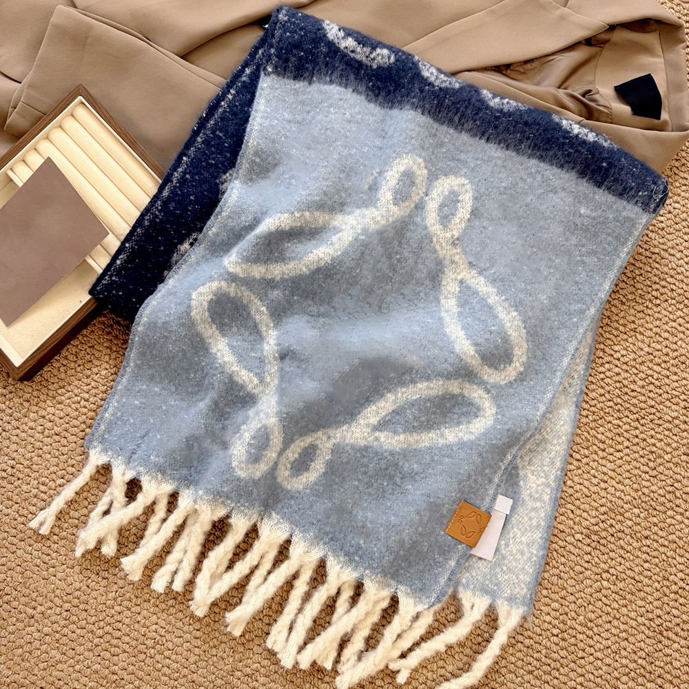 Designer Fashion Wool Scarves For Men Women Wraps Striped Letter Printed Couple Scarf Winter Warm Plush Scarf With Box - 3 of 8
