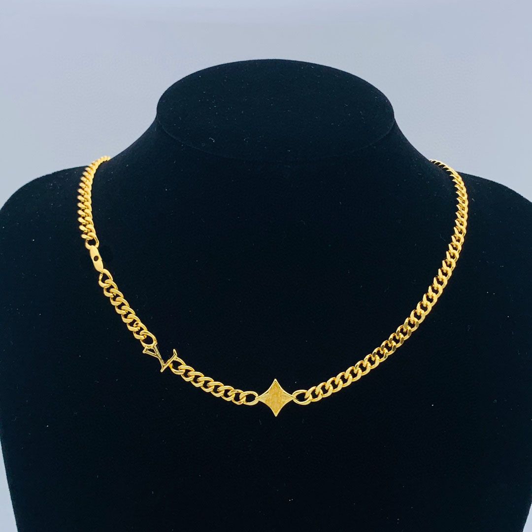 High Quality Titanium Steel Gold Jewelry Fashion Designer Necklace Gift Mens Womens Long Letter Chains Necklaces Golden Chain Jewlery Party - 4 of 6