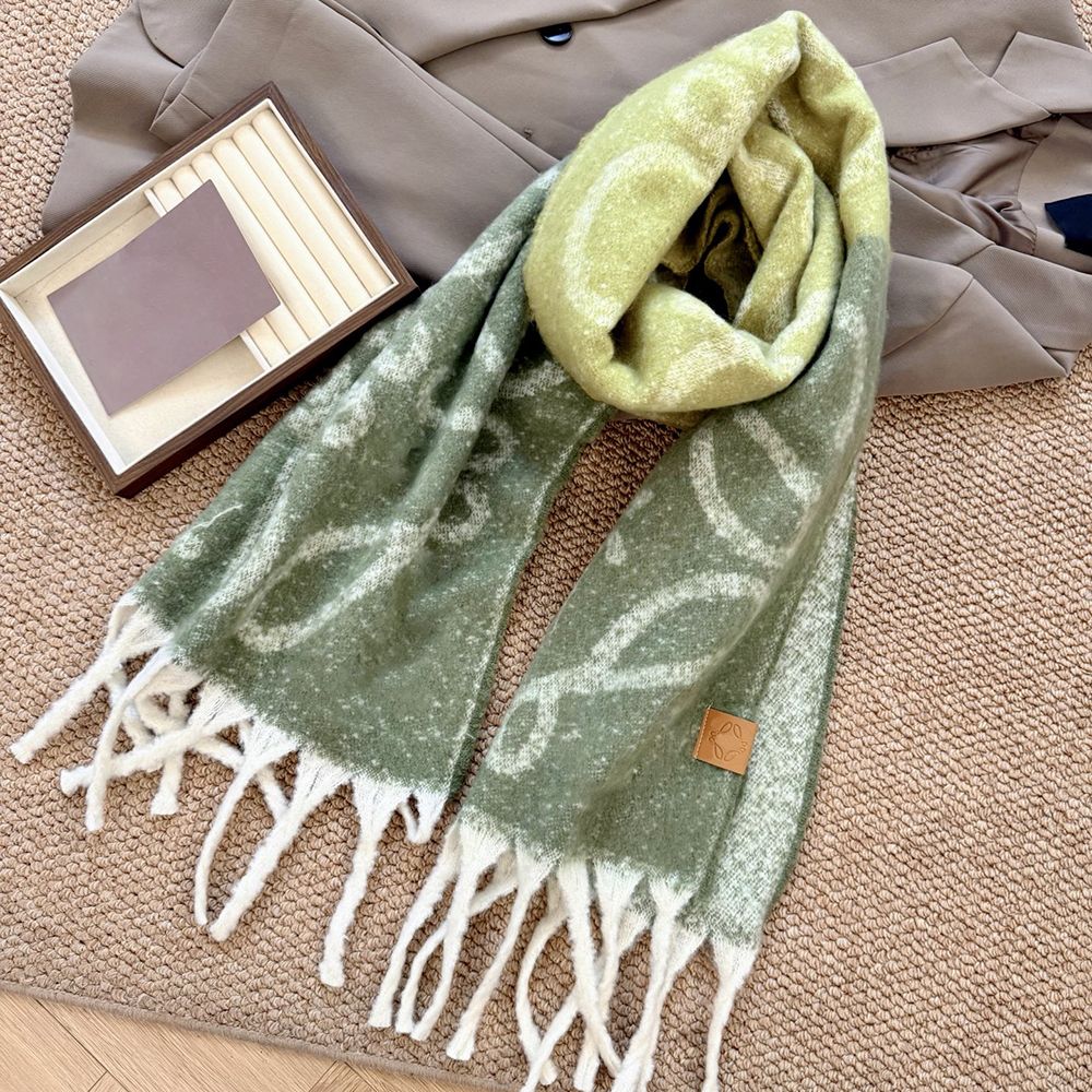 Designer Fashion Wool Scarves For Men Women Wraps Striped Letter Printed Couple Scarf Winter Warm Plush Scarf With Box - 7 of 8