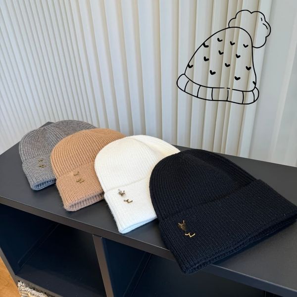 Winter Knit Beanie For Unisex Soft Warm Trendy Embroidered Minimalist Solid Color Design Urban Daily Headwear - luxurygoodsales