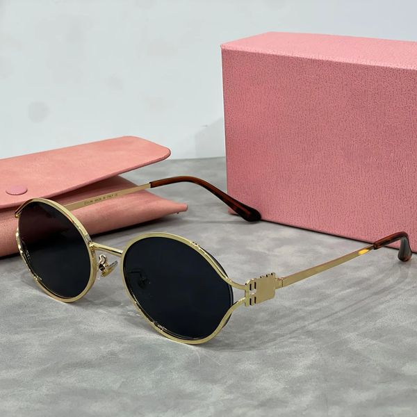 MU Designer Sunglasses Oval Women HOT Designer Fashion Retro Eyewear Outdoor Beach Leisure Style Goggles UV400 Anti-Ultraviolet Metal Full Frame Random Box High - Fashion Accessories - luxurygoodsales