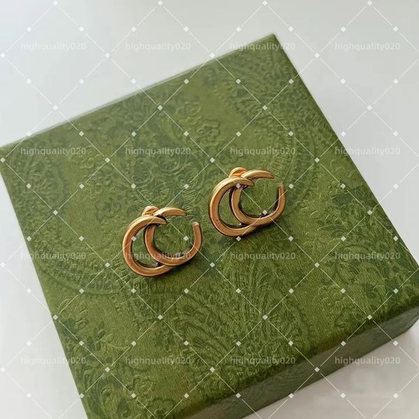 Luxury Classical alphabet High quality vintage 14K gold designer earrings with stamp Stud earrings Ladies Wedding Party perfect gift - Jewelry - luxurygoodsales