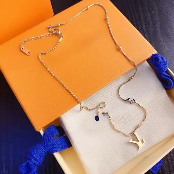 Luxury Necklace For Women Fashion Stainless Steel Plated Letter Pendant Necklaces Wedding Jewerly Designer Ladies Gift - Jewelry - luxurygoodsales