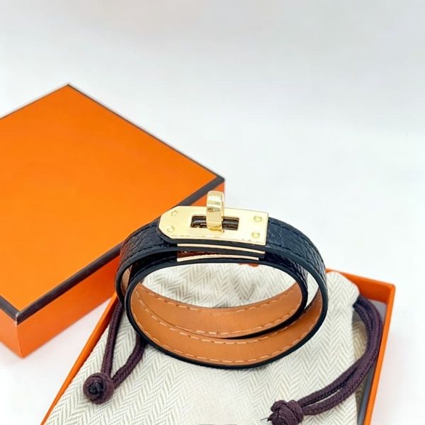 Designer Double Layer Leather Luxury 18K Gold Plated Lock Buckle Bracelet For Men Women Stainless Steel Bangle Premium Quality Couple Jewelry Gift - Jewelry - luxurygoodsales